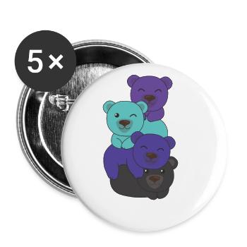 Alexigender Flag Pride LGBTQ Mignon Bear Bunch - Lot de 5 grands badges (56 mm) - blanc - Devant