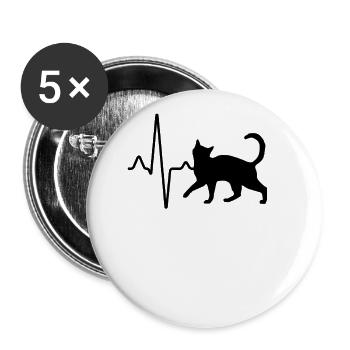 Battement de cœur de chat - Lot de 5 grands badges (56 mm) - blanc - Devant