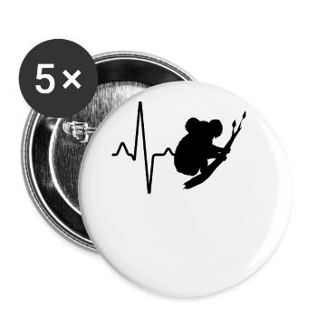 Koala Herzschlag - Buttons groß 56 mm (5er Pack) - Weiß - Vorne
