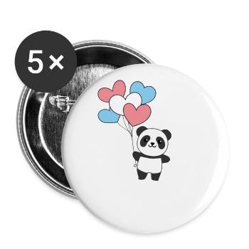 Drapeau transgenre Balloon Hearts Pride PANDA LGBTQ - Lot de 5 grands badges (56 mm) - blanc - Devant