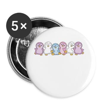 Intersex Flag Pride LGBTQ süße Pinguin - Buttons groß 56 mm (5er Pack) - Weiß - Vorne