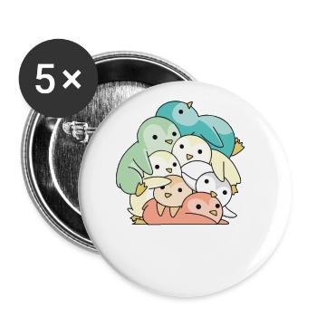 genderfloren Flag Pride LGBTQ süße Pinguin - Buttons groß 56 mm (5er Pack) - Weiß - Vorne