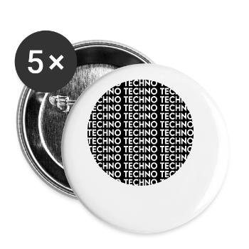 Techno - Buttons groß 56 mm (5er Pack) - Weiß - Vorne