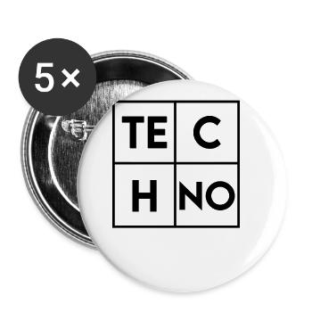 Techno - Buttons groß 56 mm (5er Pack) - Weiß - Vorne