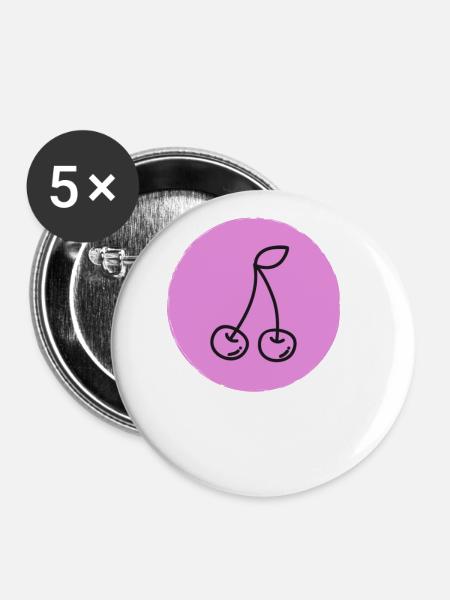 Kirsche - Buttons groß 56 mm (5er Pack) - Weiß