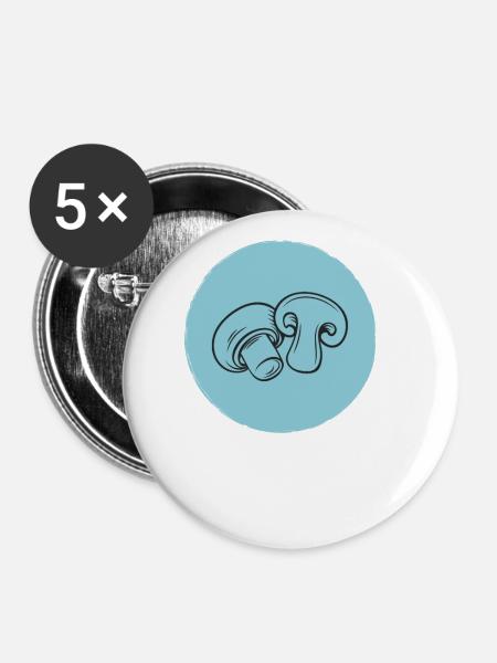 Pilze - Buttons groß 56 mm (5er Pack) - Weiß