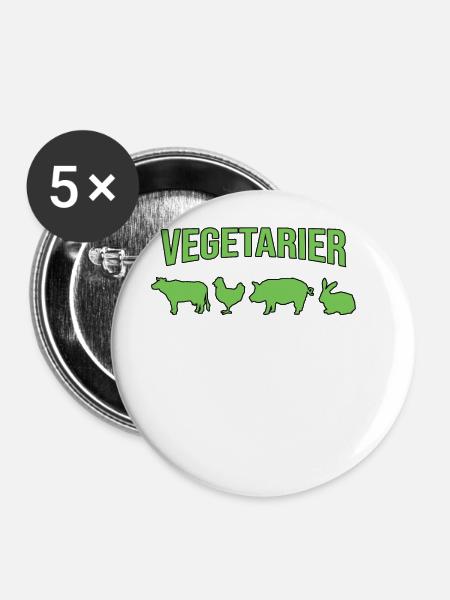 Vegetarier - Buttons groß 56 mm (5er Pack) - Weiß