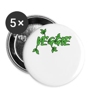Vegan Veggie - Buttons large 2.2''/56 mm (5-pack) - white - Front
