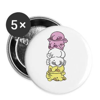 twink Flag Pride LGBTQ süßer Blobfisch Haufen - Buttons groß 56 mm (5er Pack) - Weiß - Vorne
