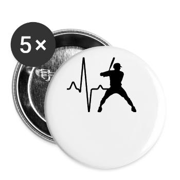 Battement de cœur de baseball - Lot de 5 grands badges (56 mm) - blanc - Devant