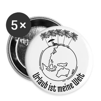 Urlaub ist meine Welt Design - Buttons groß 56 mm (5er Pack) - Weiß - Vorne