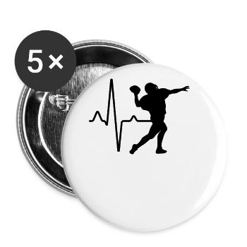 Football Heartbeat - Buttons large 2.2''/56 mm (5-pack) - white - Front