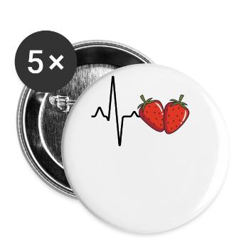 Battement de cœur à la fraise - Lot de 5 grands badges (56 mm) - blanc - Devant