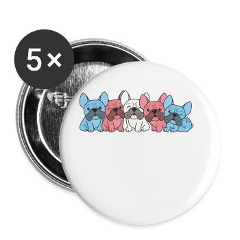 Drapeau transgenre Français Bulldog Pride Lgbtq Dogs - Lot de 5 grands badges (56 mm) - blanc - Devant