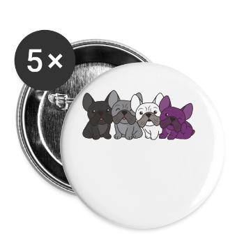Asexuell Flag French Bulldog Pride LGBTQ Hunde - Buttons groß 56 mm (5er Pack) - Weiß - Vorne
