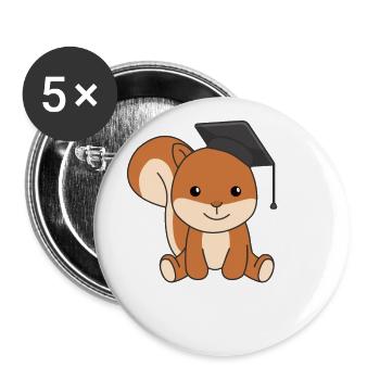 Kindergarten nailed it Eichhörnchen Graduation - Buttons groß 56 mm (5er Pack) - Weiß - Vorne