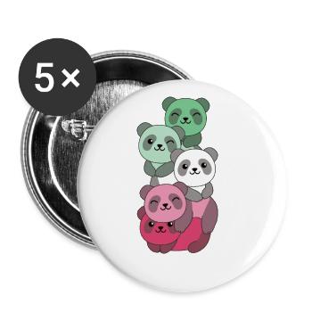 abrosexuell Flag Pride LGBTQ süßer Panda Haufen - Buttons groß 56 mm (5er Pack) - Weiß - Vorne