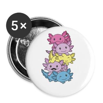 drapeau aporaging Gay Pride LGBTQ axolotl - Lot de 5 grands badges (56 mm) - blanc - Devant