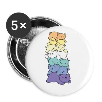 genderfaun Flag Pride LGBTQ Mignon Bear Bunch - Lot de 5 grands badges (56 mm) - blanc - Devant