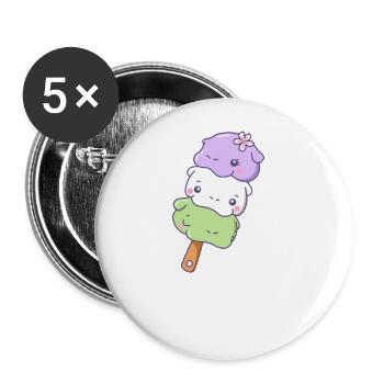 Lustiges Hippo Mochi Niedliche Kawaii Ästhetik - Buttons groß 56 mm (5er Pack) - Weiß - Vorne