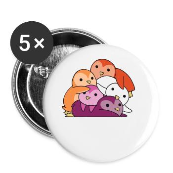 Lesbisch Flagge Pride LGBTQ süße Pinguin - Buttons groß 56 mm (5er Pack) - Weiß - Vorne