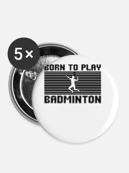 badminton - Buttons groß 56 mm (5er Pack) - Weiß