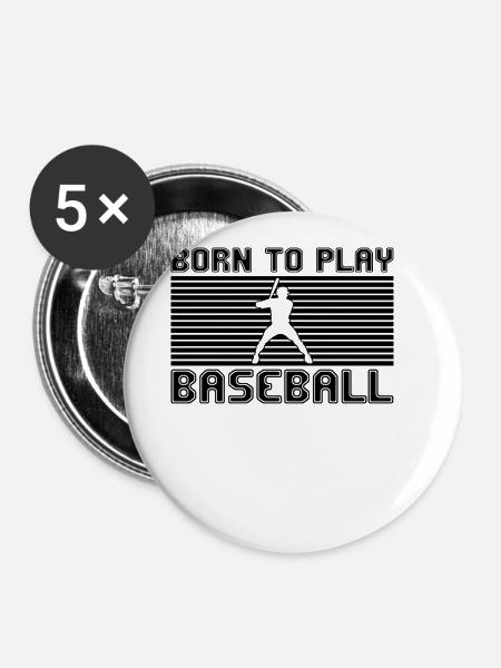 Baseball - Buttons groß 56 mm (5er Pack) - Weiß