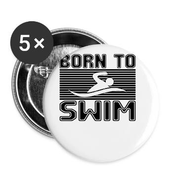 Schwimmen - Buttons groß 56 mm (5er Pack) - Weiß - Vorne