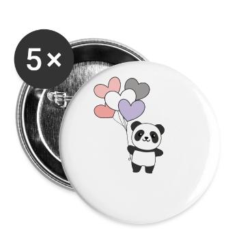 cupioromantic Flagge Ballon Herz Pride LGBTQ Panda - Buttons groß 56 mm (5er Pack) - Weiß - Vorne