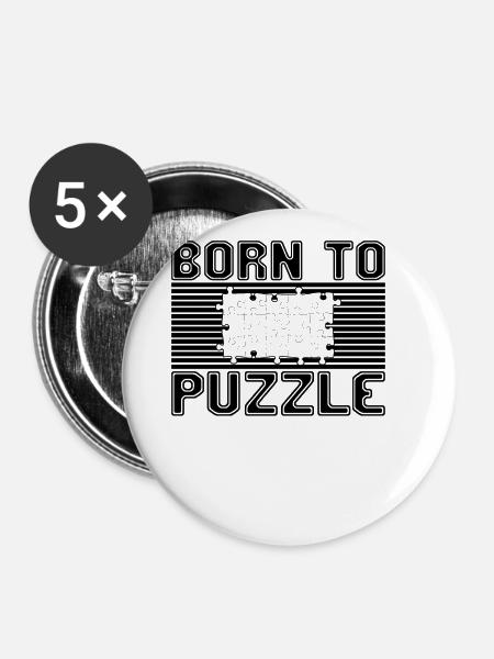 Puzzeln - Buttons groß 56 mm (5er Pack) - Weiß