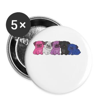 Genderfluid Flag Pug Pride LGBTQ cute dogs - Buttons large 2.2''/56 mm (5-pack) - white - Front