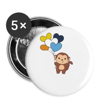 Aroace Flag Balloon Hearts Pride LGBTQ Monkey - Buttons large 2.2''/56 mm (5-pack) - white - Front