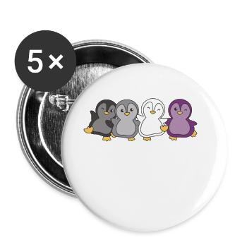 Asexual Flag Pride LGBTQ süße Pinguin - Buttons groß 56 mm (5er Pack) - Weiß - Vorne