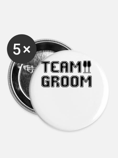 team groom - Buttons groß 56 mm (5er Pack) - Weiß