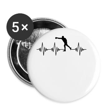 Boxen Herzschlag - Buttons groß 56 mm (5er Pack) - Weiß - Vorne