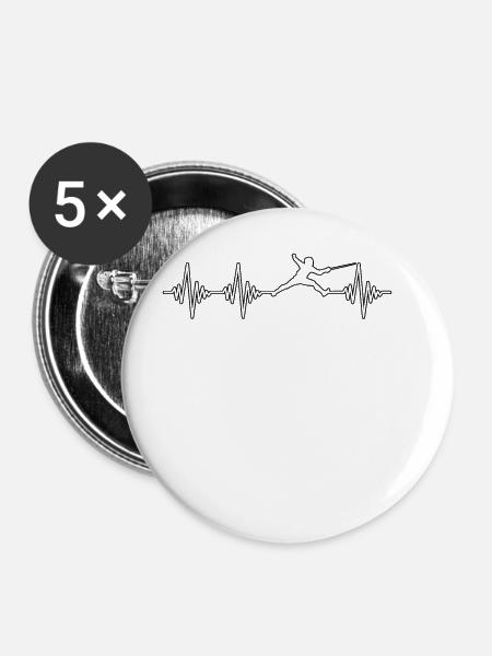 Fechten Herzschlag - Buttons groß 56 mm (5er Pack) - Weiß