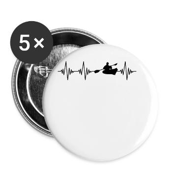Kanu Kayak Herzschlag - Buttons groß 56 mm (5er Pack) - Weiß - Vorne