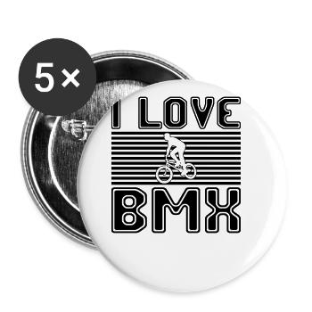 I love bmx - Buttons large 2.2''/56 mm (5-pack) - white - Front