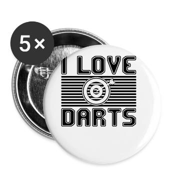 I love darts - Buttons large 2.2''/56 mm (5-pack) - white - Front