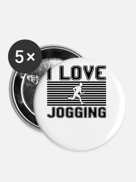 I love jogging - Buttons groß 56 mm (5er Pack) - Weiß