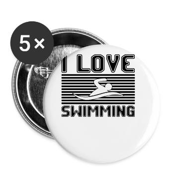 J’adore la natation - Lot de 5 grands badges (56 mm) - blanc - Devant