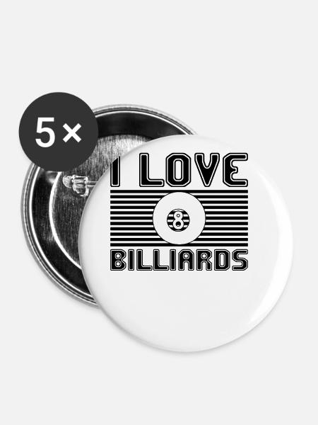 I love billiards - Buttons groß 56 mm (5er Pack) - Weiß