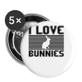 I love bunnies - Buttons large 2.2''/56 mm (5-pack) - white - Front