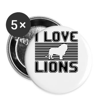 I love lions - Buttons large 2.2''/56 mm (5-pack) - white - Front