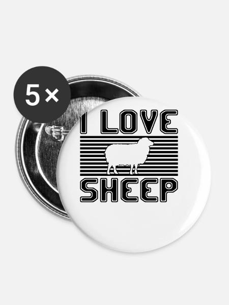 I love sheep - Buttons groß 56 mm (5er Pack) - Weiß
