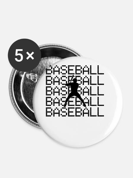 Baseball - Buttons groß 56 mm (5er Pack) - Weiß