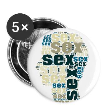 Sex Love in the Head Gift Idea Birthday - Buttons large 2.2''/56 mm (5-pack) - white - Front
