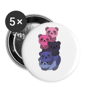 Omnisexuell Flag Pride LGBTQ süßer Panda Haufen - Buttons groß 56 mm (5er Pack) - Weiß - Vorne