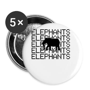 Éléphant - Lot de 5 grands badges (56 mm) - blanc - Devant