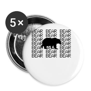 Bär - Buttons groß 56 mm (5er Pack) - Weiß - Vorne